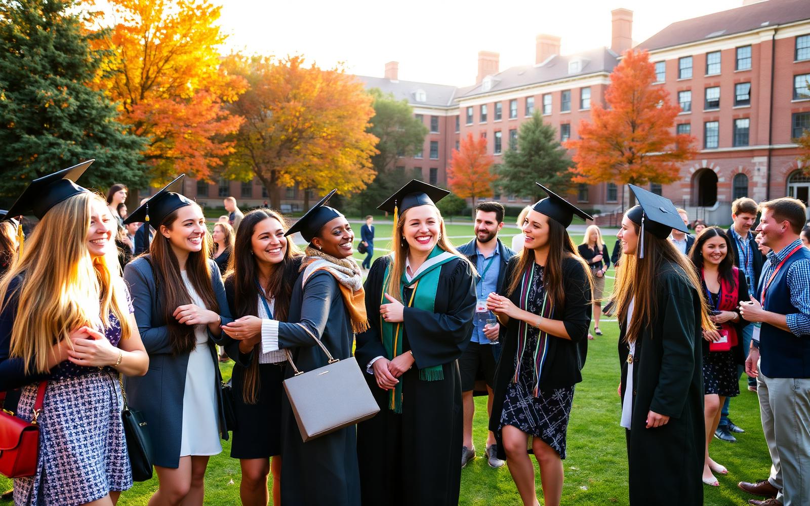 Alumni reconnecting on campus at a reunion